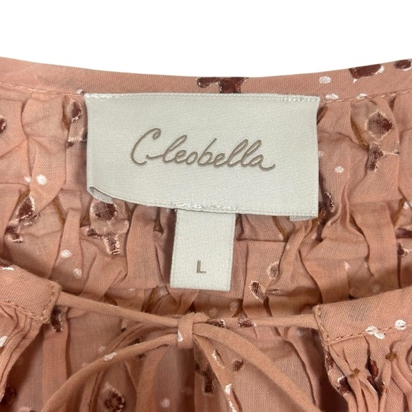Cleobella Rue Blouse Womens Large Organic Cotton Boho Peasant Petal Pink Top - Picture 10 of 15